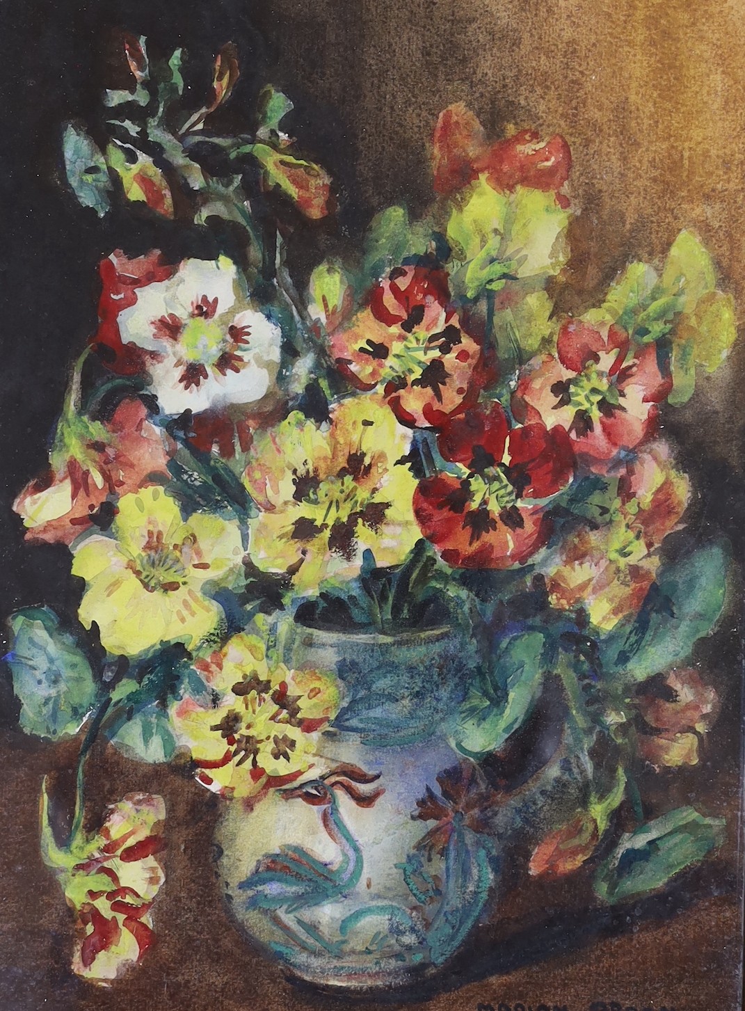 Marion Broom (1878-1962) , watercolour, Still life of flowers in a vase, signed, 37 x 26cm
